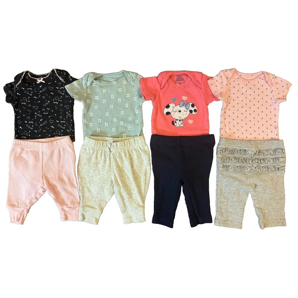 Carters Baby Girl Newborn Outfits Pants Shirts Bodysuits Clothes Lot Ruffles Dog